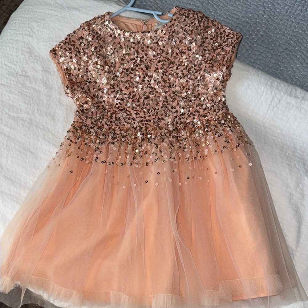 Elegant Peach Sequin Kids Formal Dress